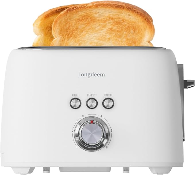 2 Slice Toaster - 1.5 Extra Wide Slots Stainless Steel High Lift 6 Browning White