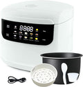 2L Mini Protable Rice Cooker6 Cups Cooked/3 Cups Uncooked400W Non-Stick Rice Maker24 hours Timer Delay10 FunctionsFast CookerWhite