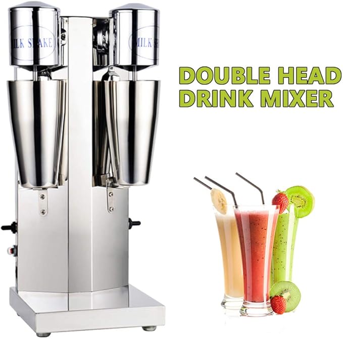 Double Head Milkshake Maker Machine Electric Silent Speed Adjustable Commercial Milkshake Machine for Protein ShakesIce Cream and Cocktails