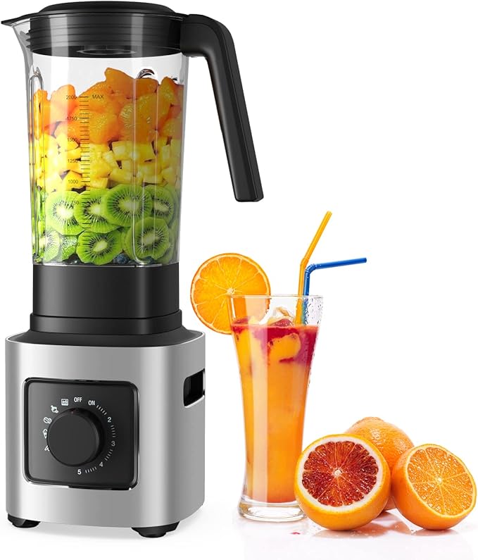 LDAILY Professional Blender Heavy Duty Smoothie Maker w/ 1500W Motor 68 oz Tritan Jar 6 Stainless Steel Blades 5-Level Speed Control &amp 5 Preset Modes Blender for Milkshake &amp Juice Silver