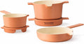 Alva Neat Peach 5-Piece Nonstick Ceramic Cookware Set – Lightweight Nonstick Cookware Set – Easy to Store – Induction &amp Oven Safe Made Without PFAS PTFE PFOA – Non Stick Pots and Pan Set
