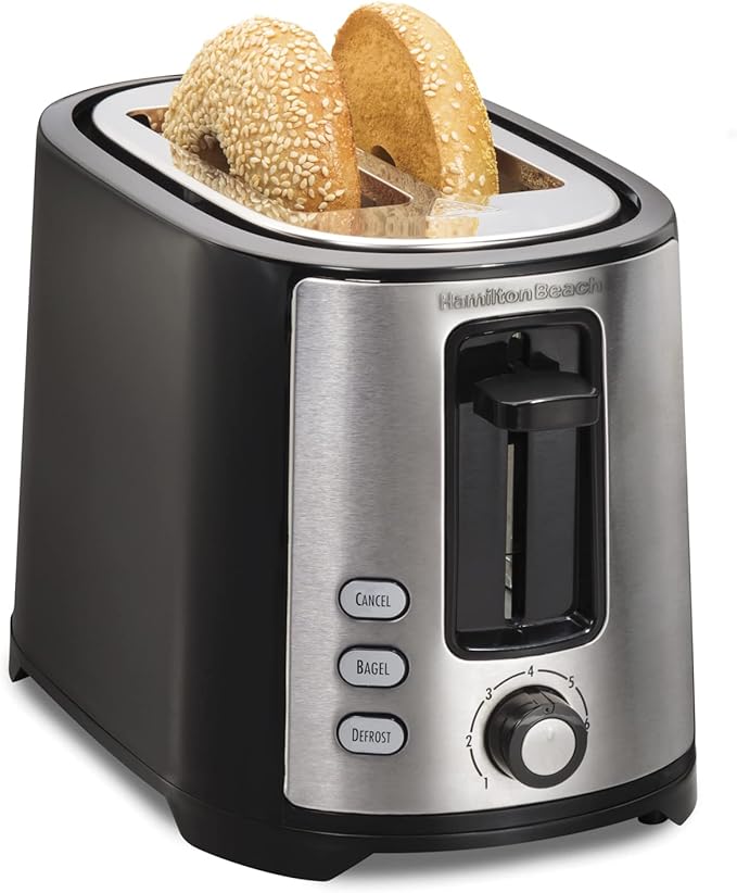 Hamilton Beach 58175 Quiet Blender for Shakes and Smoothies Puree &amp 2 Slice Extra Wide Slot Toaster with Bagel &amp Defrost Settings