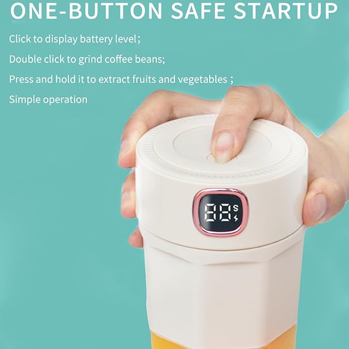 Portable Coffee Grinder and Blender Smoothies with 12Oz BPA Free Personal Travel Cup Durable Stainless Steel Mix Blender with Metal Coffee Filter USB Rechargeable(White)