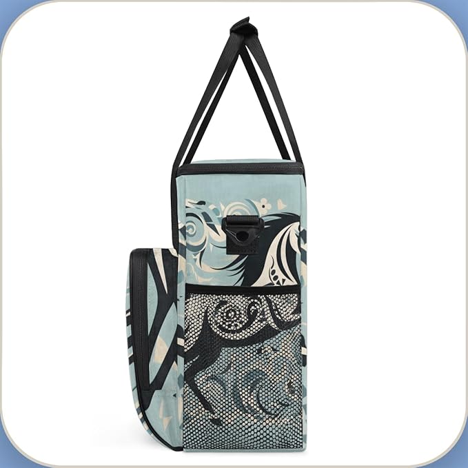 Boho Horse Coffee Maker Carrying Bag Abstract Horse Travel Storage Bag Compatible with K-Mini or K-Mini Plus Single Serve Coffee Brewer Carrying Case with Multiple Pockets &amp Shoulder Strap