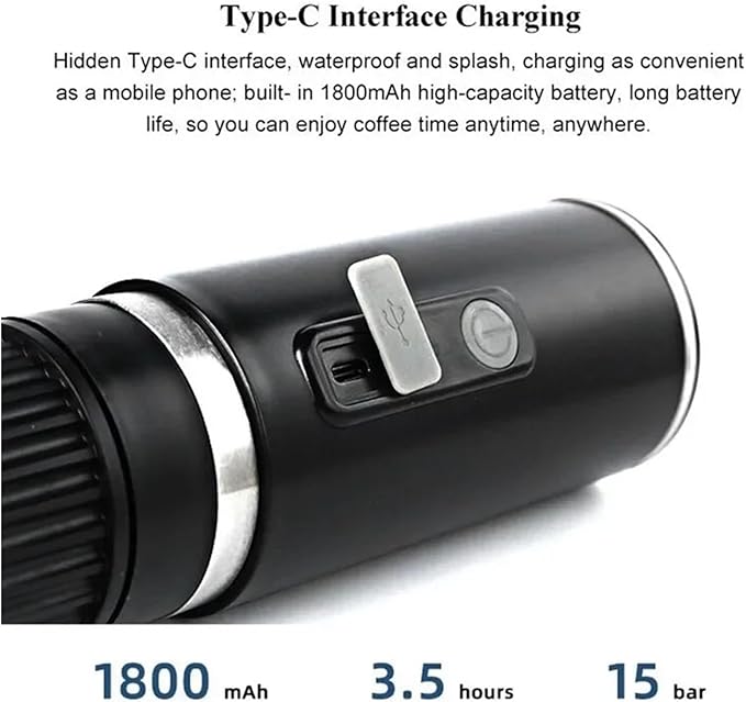 Portable Coffee Machine Portable Espresso Machine Electric Coffee Machine Compatible With Powder Capsules And Ground Coffee Fast Brewing Espresso Machinefor Outdoor Travel Picnic