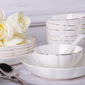 Dinner Set Porcelain Bone China Dinnerware Kitchen Dinning White Round Tableware Combination Set with Cereal Bowls Soup Plates (25 Pieces Service for 6 People)