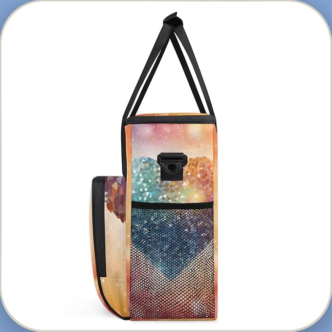 Glitter Heart Coffee Maker Carrying Bag Portable Travel Storage Tote Bag Compatible with K-Mini or K-Mini Plus Single Serve Coffee Brewer Carrying Case with Multiple Pockets &amp Shoulder Strap