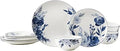 Mikasa Darcy Bone China Lightweight Chip Resistant 12 Piece Dinnerware Set Service for 4Blue and White