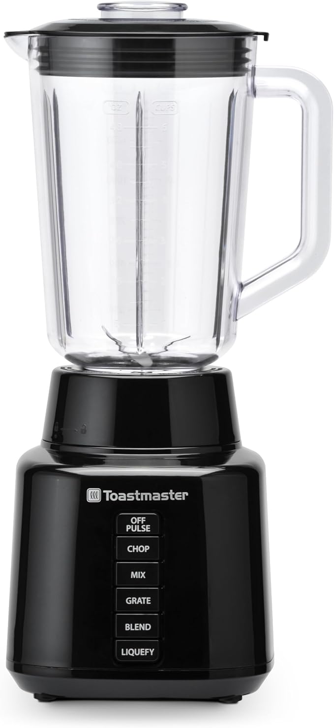 Toastmaster 5 Speed Blender with 48-oz Plastic Jar - Kitchen Blender with Stainless Steel Blades - For Fruit Smoothies &amp More - Multiple Speeds &amp Pour-Through Lid