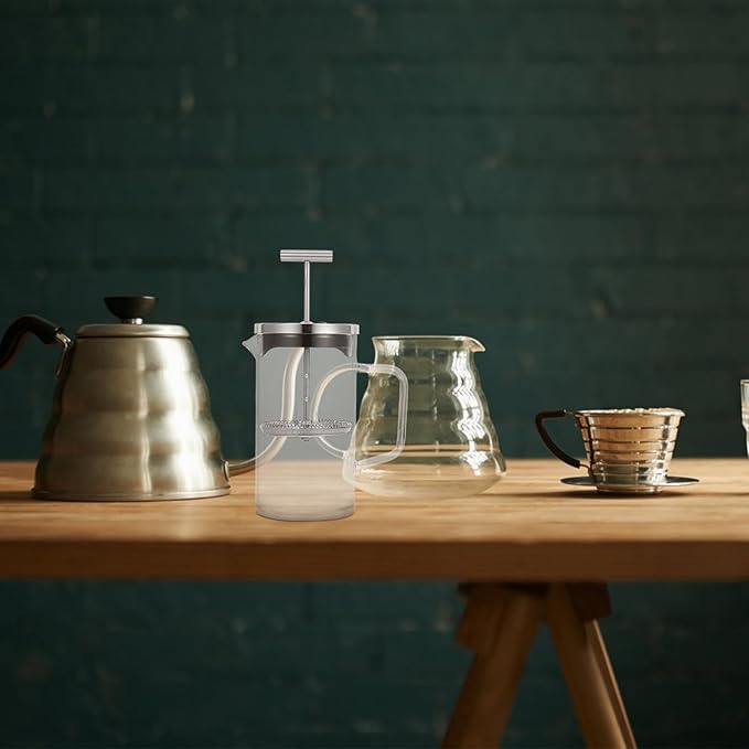 Glass Manual Press Coffee Maker 21oz (600ml) with Scale Thick-bottom Borosilicate Teapot for Manual Brewing Household Espresso Pot Suitable for Tea and Coffee Brewing