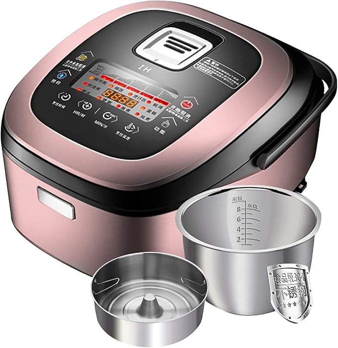 Rice Cooker 4/5L Large Capacity Food Grade 304 Stainless Steel Non-Stick Inner for Household&ampCommercial use(4L) ()