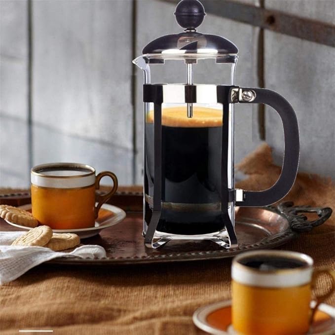 French Press Coffee Maker With Stainless Steel Filter Large Comfortable Handle &amp Glass Protecting Durable