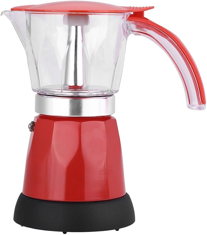 Aluminum Alloy Electric Coffee Pot Electric Moka Pot for Home for Office Making Coffee(red)
