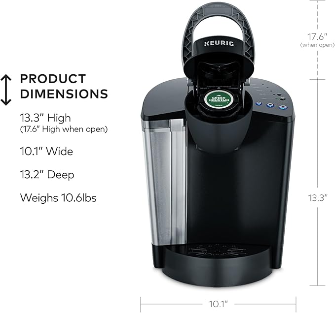 Keurig K-Classic Single Serve K-Cup Pod Coffee Maker with 3 Brew Sizes 48oz Removable Reservoir Black