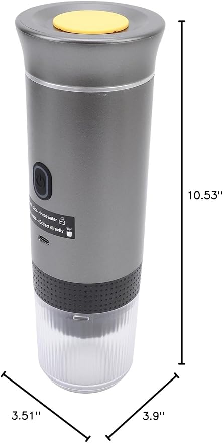 Dpofirs Portable Espresso maker Travel Electric Espresso Machine with USB C Compatible with Ground Coffee Capsule Car Self Heating Coffee Maker for RV Hiking Home (Gray)