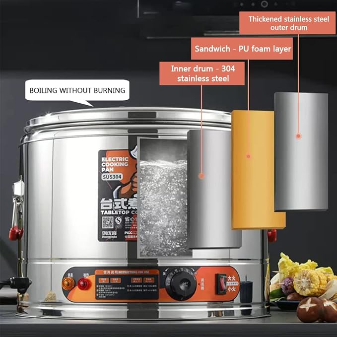 Stainless Steel Commercial Noodle Cooker Energy-Saving and Thermal Insulation Tabletop Noodle Bucket Noodle Cooker Applicable to Dumplings Marinated Materials and Spaghetti Etc4