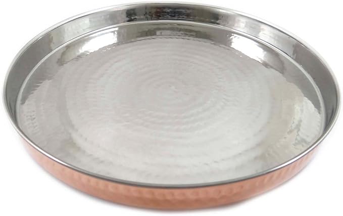 ibaexports Classic Indian Traditional 8 Piece Copper Tableware Dinner Set Collection Thali Bowls Utensils Health