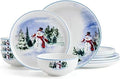 Mikasa Snowman Forest Chip Resistant 12 Piece Dinnerware Set Service for 4