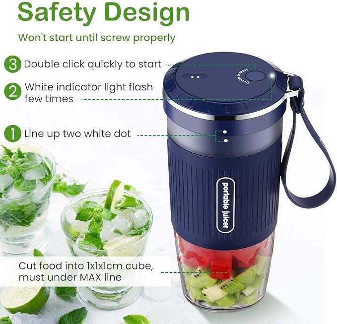 Personal Blender Making Shakes and Smoothies BPA Free Portable Travel Bottle - Dishwasher Safe(Pink)