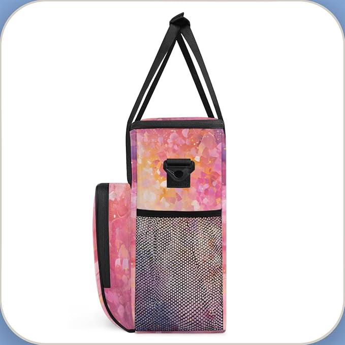 Glitter Coffee Maker Carrying Bag Pink Marble Portable Travel Storage Tote Bag Compatible with K-Mini or K-Mini Plus Single Serve Coffee Brewer Carrying Case with Multiple Pockets &amp Shoulder Str