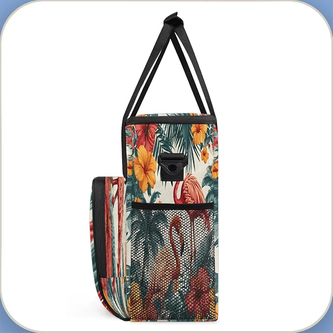 Flamingo Flower Leaves Coffee Maker Carrying Bag for Keurig K-Mini or K-Mini Plus Storage Portable Coffee Maker Travel Bag