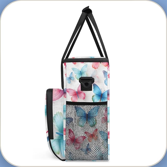 Colorful Butterfly Coffee Maker Carrying Bag Artistic Butterfly Travel Storage Bag Compatible with K-Mini or K-Mini Plus Single Serve Coffee Brewer Carrying Case with Pockets &amp Shoulder Strap