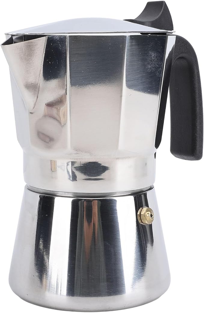 Octagonal Stovetop Coffee Maker Stainless Steel Even Heat Distribution Safe Material Compatible with Gas Stove and Induction Cookers Produces Rich Italian Coffee (300ML)