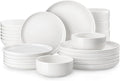 MALACASA Plates and Bowls Sets 24 Pieces Modern Porcelain Dinnerware Set for 6 Ceramic Dishware Dishes White Kitchen Dinner Dining Ware Set Microwave and Dishwasher Safe Series LUNA
