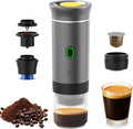 Irishom Portable Coffee Machine 3 in 1 Cordless Electric Coffee Maker Work with Capsule and Ground Coffee Cold Brew and Heating Coffee Maker with 150ml Cup