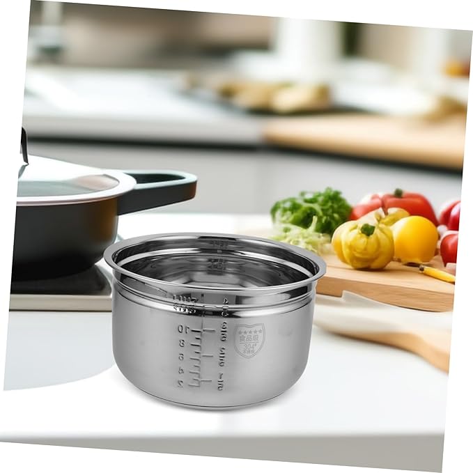 1set Stainless Steel Electric Cooker Inner Pot with Rice Draining Basket Efficient Water Drainage for Fluffy Rice Soup Separation Design Easy to Clean Cookware for Electric Hot Pot