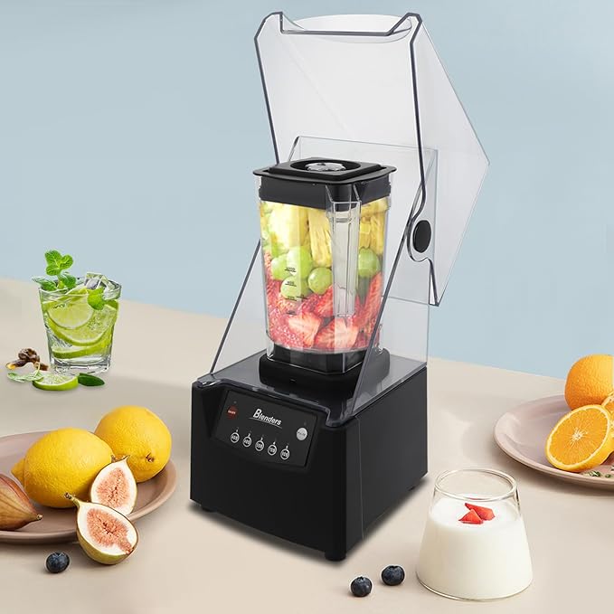 Professional Commercial Blender 2600W Professional Grade High-Speed Countertop Blender With Shield Quiet Sound Self-Cleaning