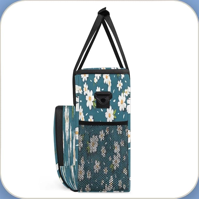 Flowers Daisy Print Coffee Maker Travel Bag for K-Mini or K-Mini Plus Single Serve Coffee Brewer Portable Storage Tote Case for Tarvel