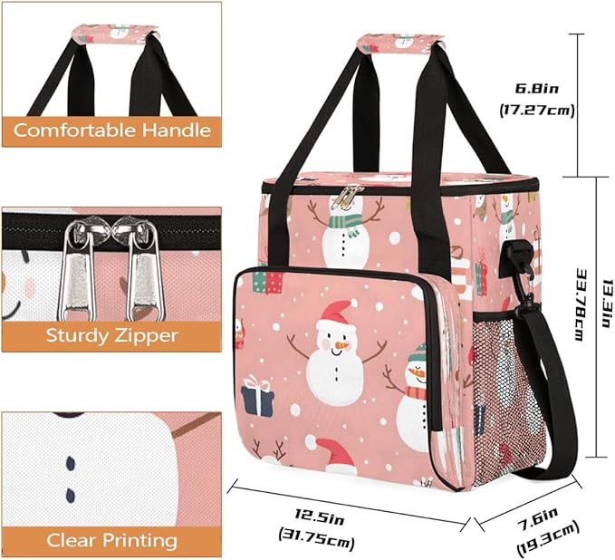 Christmas (582) Coffee Maker Carring Bag Travel Carrying Storage Tote Bag Compatible with Keurig K-Mini or K-Mini Plus Portable Single Serve Coffee Brewer Case with Pockets for K-cup Pods