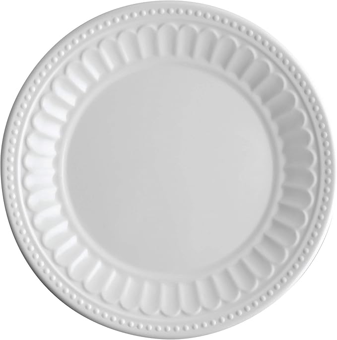 UPware 12 Piece Chateau Melamine Dinnerware Sets Outdoor Dishes Set Plates and Bowls Sets Service for 4 White