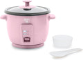 GreenLife Rice Cooker with Removable PFAS-Free Ceramic Nonstick Pot 3-Cups Uncooked/6-Cups Cooked Grains &amp Oatmeal Multicooker Compact One-Switch Design Auto Keep Warm Easy Clean Pink