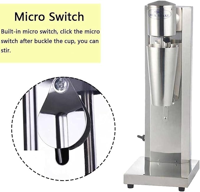 Milkshake Machine Electric Stainless Steel Smoothie Blender Maker Milk Ice Cream Mixerwith 750Ml Cup for Frappe Juices
