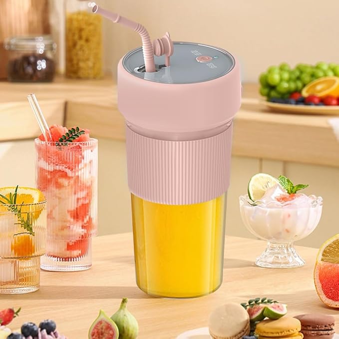 Portable Blender Cup 14Oz Mini Juicer Blender with 6 Blades Rechargeable Handheld Blender for Office Gym Travel