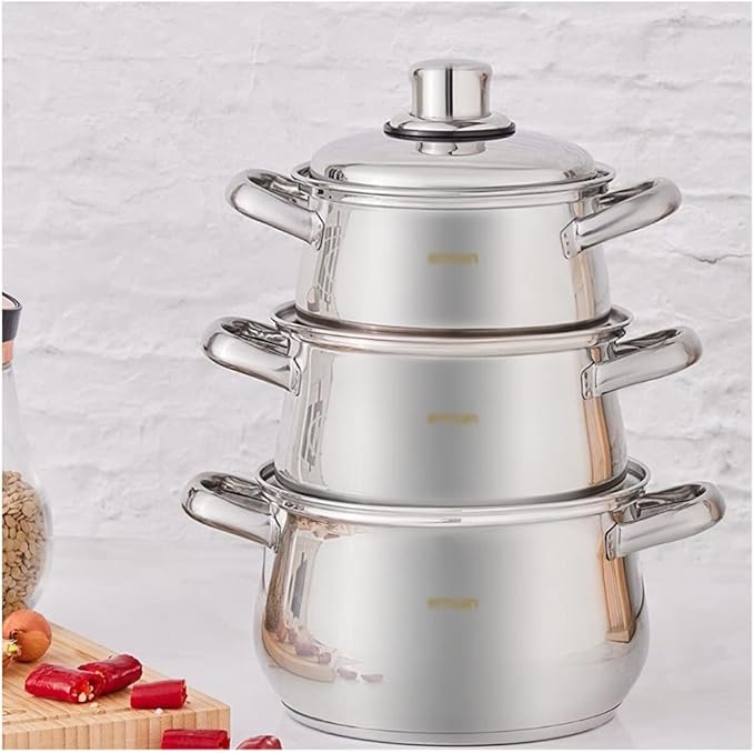 Cookware 6 Piece Stainless Steel Cookware Set With Induction Base With Glass Lid Kitchen Cookware (Color : A Size : See description)