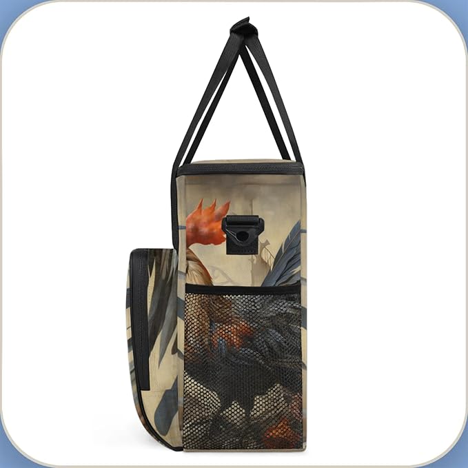 Rustic Chicken Coffee Maker Travel Bag for Keurig K-Mini/K-Mini Plus Insulated Waterproof Tote with Pockets for K-Cup Portable Single-Serve Brewer Case