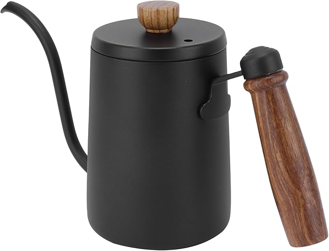 ZJchao Coffee Maker Pot Hand Brewing Coffee Maker Set Exquisite Workmanship Pour Over Coffee Pot Thermometer with Filter Funnel Container Filter Papers (Black hand punch)