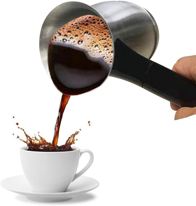 Electric Coffee Pot Stainless Steel Coffee Maker with Anti Slip Base Ergonomic 600ML Turkish Coffee Maker Kettle for Home