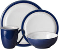 Denby - Elements Dark Blue Dinner Set For 1-4 Piece Ceramic Tableware - Dishwasher Microwave Safe Crockery Single Place Setting - 1 x Dinner Plate 1 x Small Plate 1 x Cereal Bowl 1 x Coffee Mug