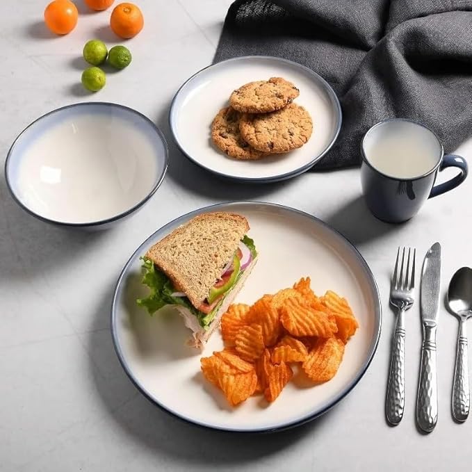 Family Hotel Tableware Stoneware Dinnerware Set Service for Four (16pcs) Dishes and Plates Sets