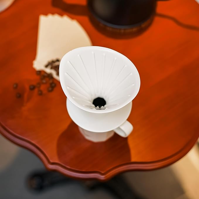 Pour Over Coffee Maker Set White Ceramic Coffee Dripper with V60 Paper filter White Ceramic Streamline Coffee Mug for Cafe Home Restaurant 6291-12101-03A