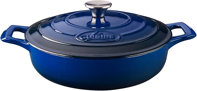 La Cuisine LC 2770 5 Piece Enameled Cast Iron Oval Casserole Cookware Set Ultramarine Blue