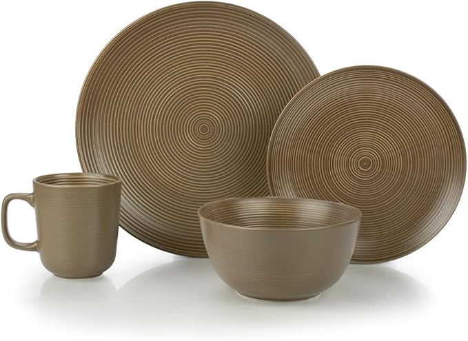 Everything Kitchens Deep Matte 16-Piece Dinnerware Set | Mocha