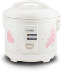 Tiger JAZ-A18U-LF 10 Cup Capacity White Rice Cooker with Non-Stick Inner Pot Retractable Power Cord and Keep Warm up to 12 hours (Flower)