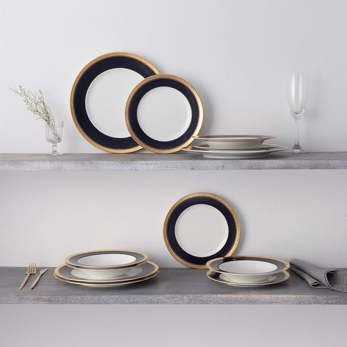 Noritake Odessa Cobalt Gold 12-Piece Dinnerware Set Service for 4