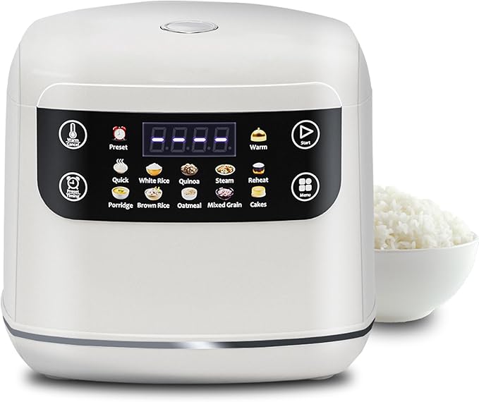 Portable Digital Rice Cooker 6-Cup (Uncooked)/12-Cup (Cooked) Small Rice Maker with Steaming Basket Mini Rice Cooker with 2L Removable Nonstick Inner Pot 10 Menu Options Auto Keep Warm 24 Hour De