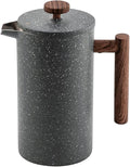 French Press Coffee Maker- Insulated Stainless Steel Manual Coffee Makers For Home Camping w/Travel Canister- Presses 4 Cup Serving- Large Gray